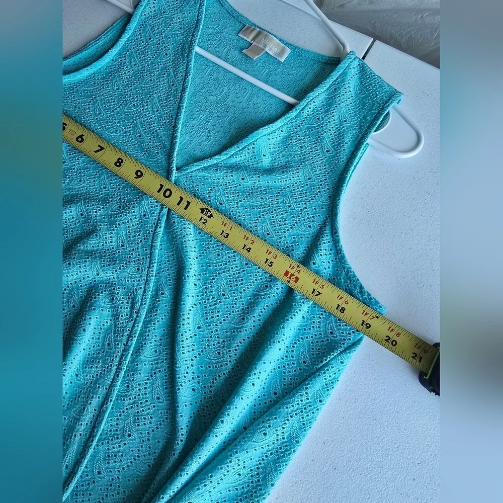 Michael Kors Top Eyelet Stretch Faux Wrap Sleeveless Size M